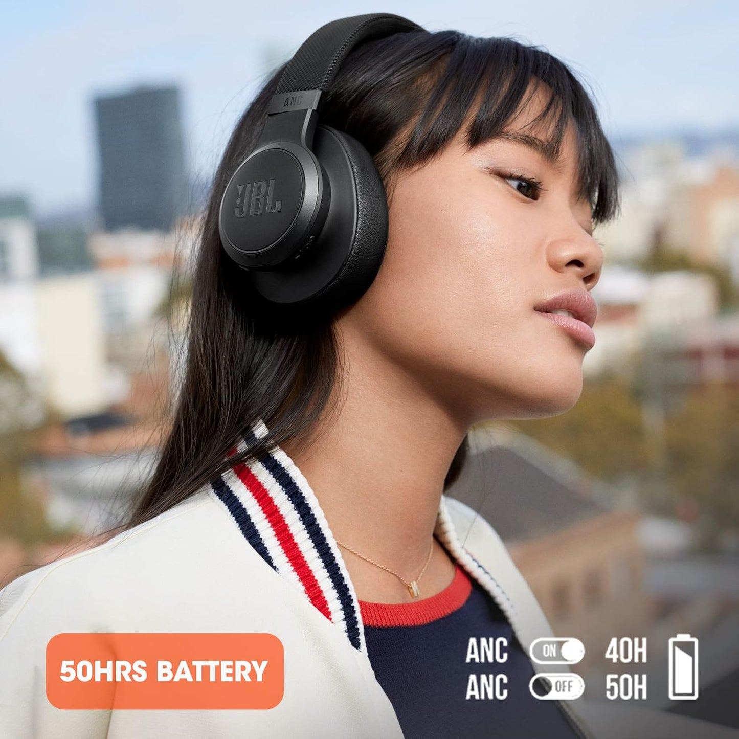 JBL Live 660NC Wireless Over Ear Noise Cancelling Headphones, Powerful JBL Signature Sound, ANC + Ambient Aware